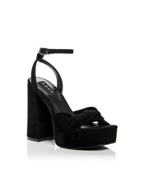 AQUA Pasha Black Suede Platform Heeled Sandals Women's Size 10 New $138